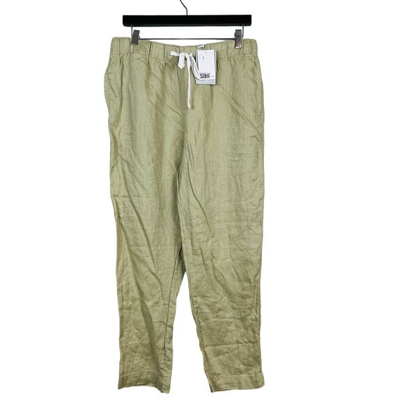 NEW! H&M Linen Pants Loose Fit Elastic Waist Camel - M - Picture 1 of 4